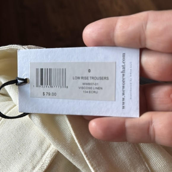 We Wore What Ivory Linen Low Rise Trouser Wide Leg Pants - Picture 5 of 7